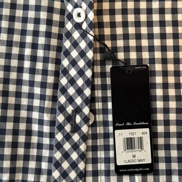 NWT Oxford Golf Navy Gingham Sleeveless Button Down Shirt - Medium - Picture 3 of 6